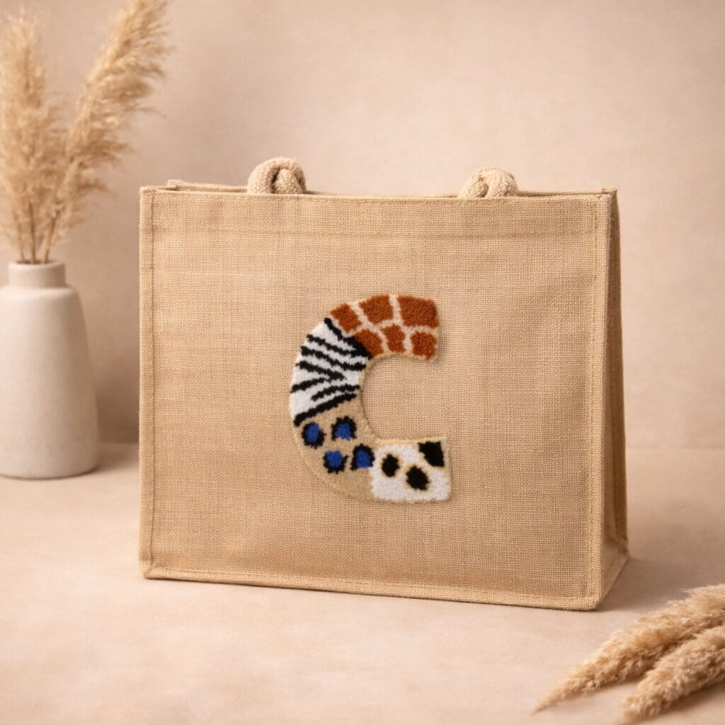 Alphabet Punch Needle Shoulder Bag