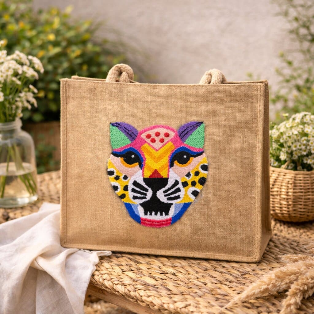 Leopard Punch Needle Shoulder Bag