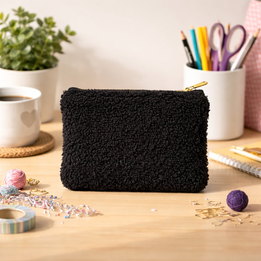 Handmade Teddy Pouch – Plush Makeup & Travel Bag