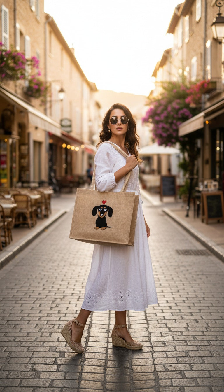 Sausage Dog Punch Needle Shoulder Bag
