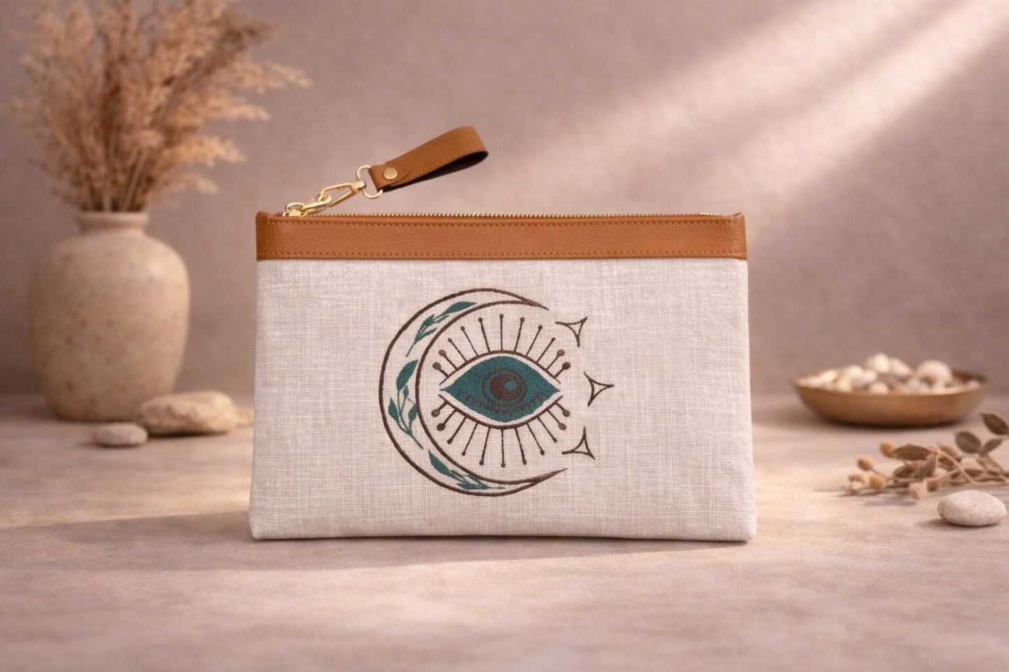 Luna Eye Punch Needle Flat Clutch
