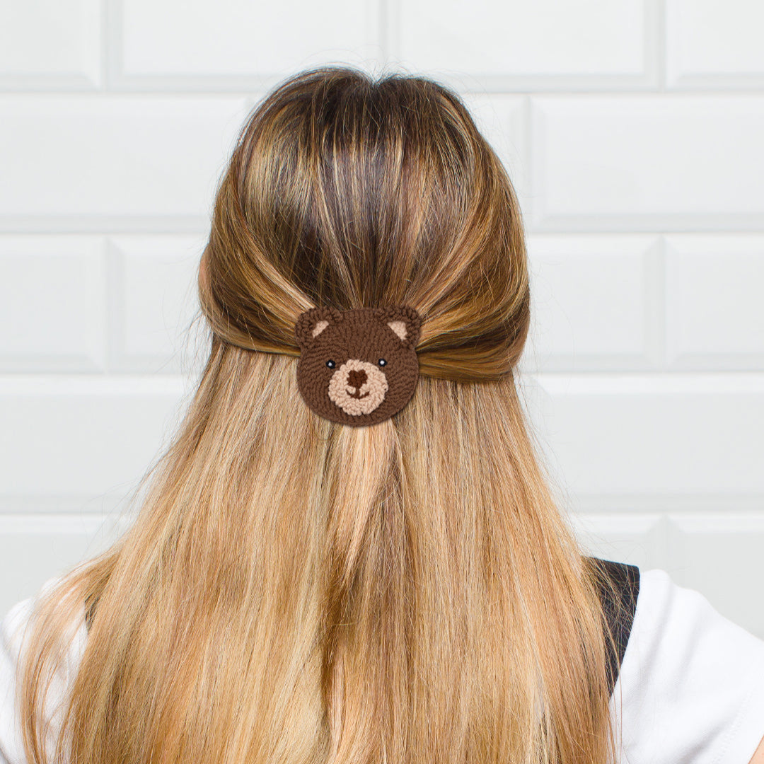 Bear Punch Needle Hair Clip