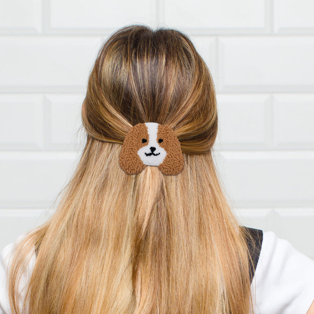 Dog Punch Needle Hair Clip