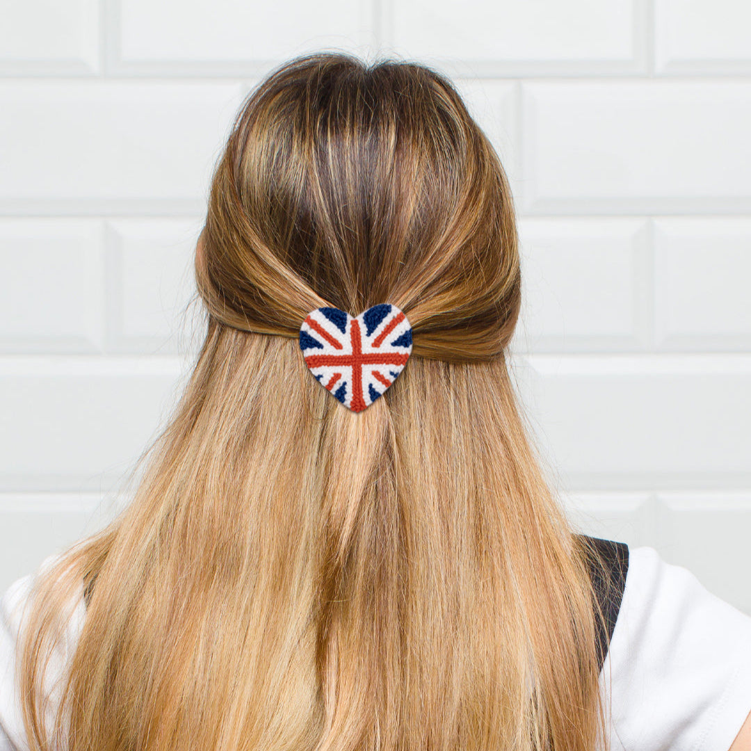 UK Flag Punch Needle Hair Clip