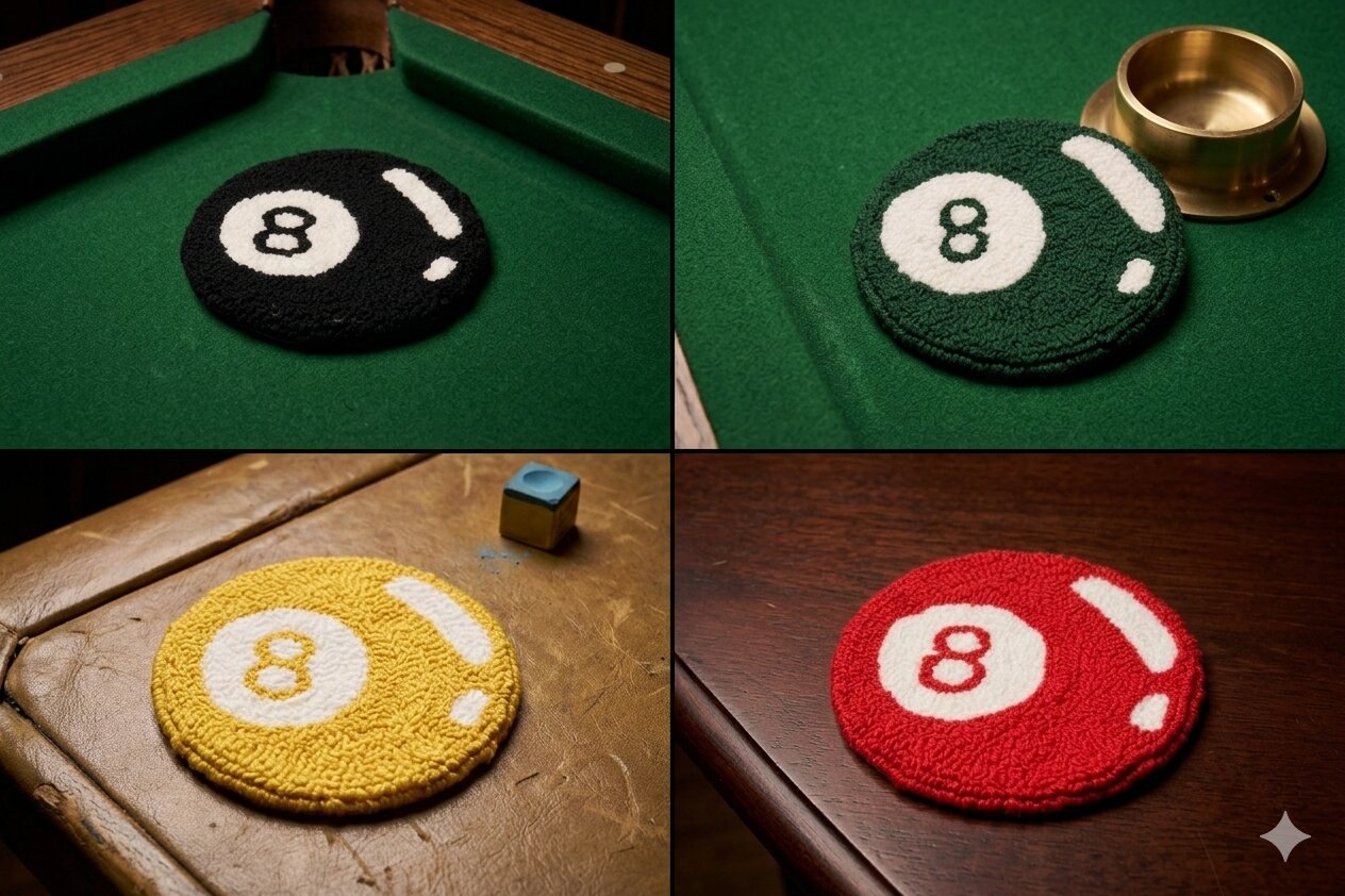 Round 8 ball punch needle coaster by Kozi Crafts