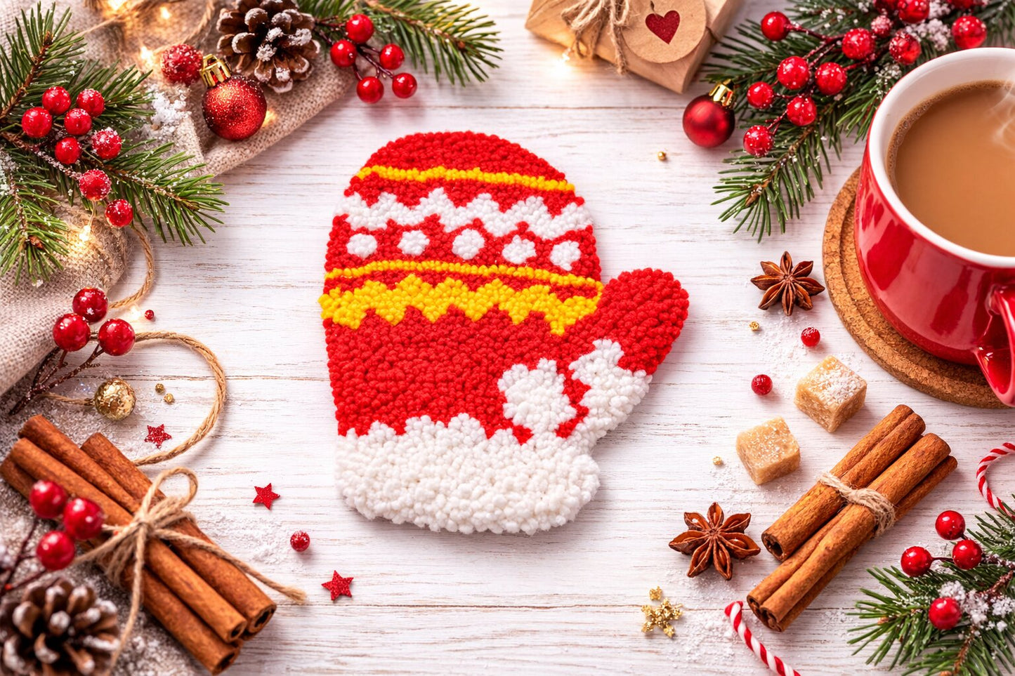 Christmas Punch Needle Coasters