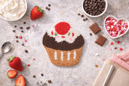 Cupcake punch needle coaster handmade in cotton yarn