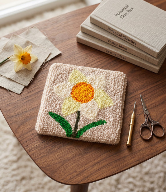 Welsh Daffodil Punch Needle Coaster