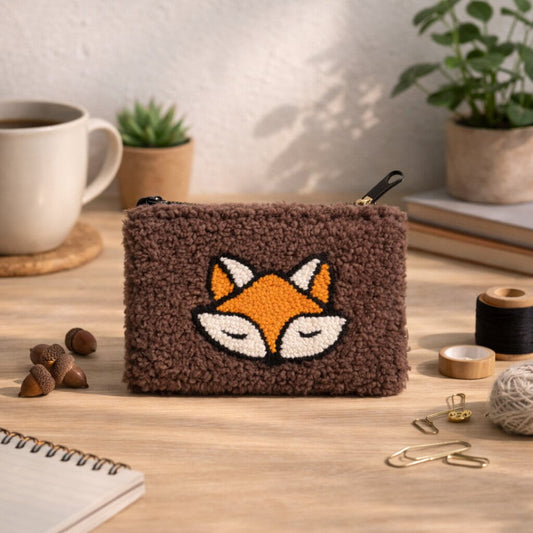 fox teddy pouch handmade plush zip bag UK