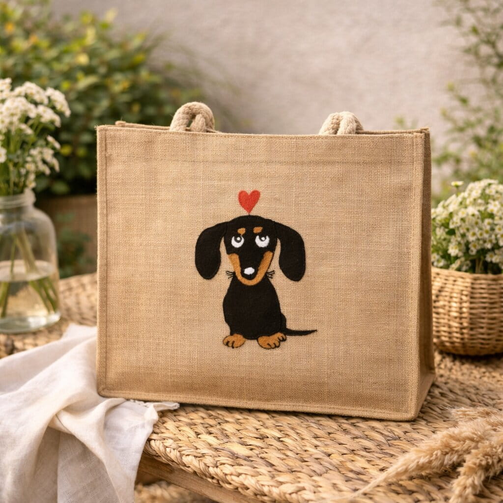 Sausage Dog Punch Needle Shoulder Bag