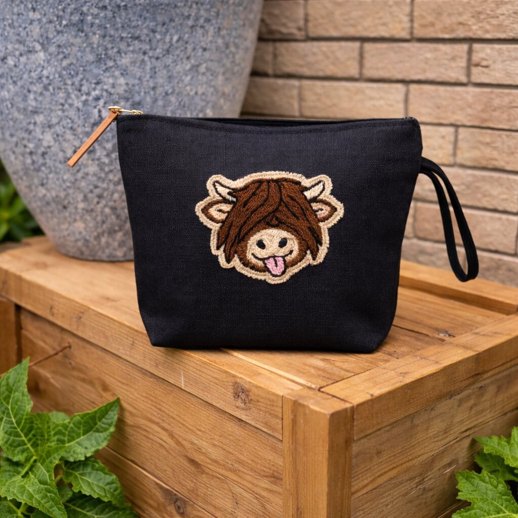 Highland Cow Punch Needle Clutch