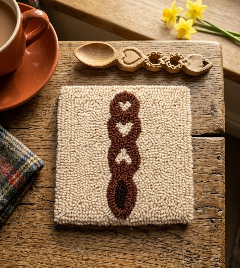 Welsh Love Spoon Punch Needle Coaster