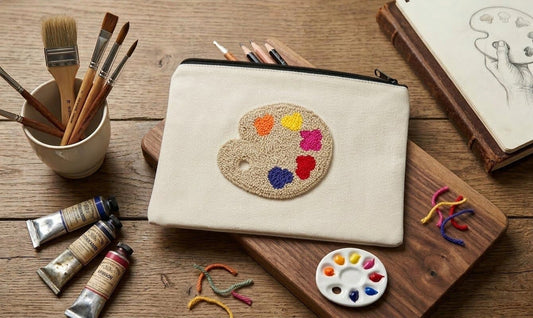 Artist Palette Punch Needle Canvas Makeup Pouch