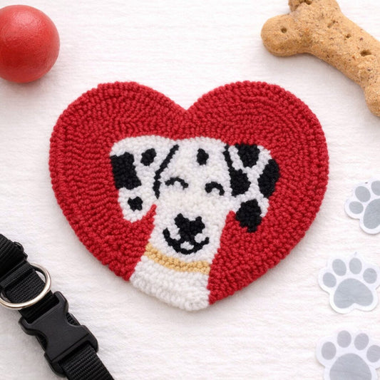 Dalmatian Heart Punch Needle Coaster