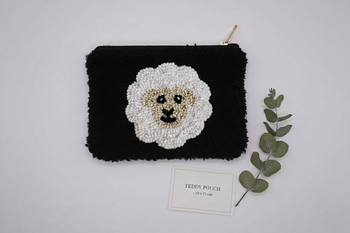 Handmade Sheep Face Teddy Pouch | Fluffy Sherpa Coin Purse | Countryside Gift | Farm Shop Accessory | Wales & Scotland Inspired