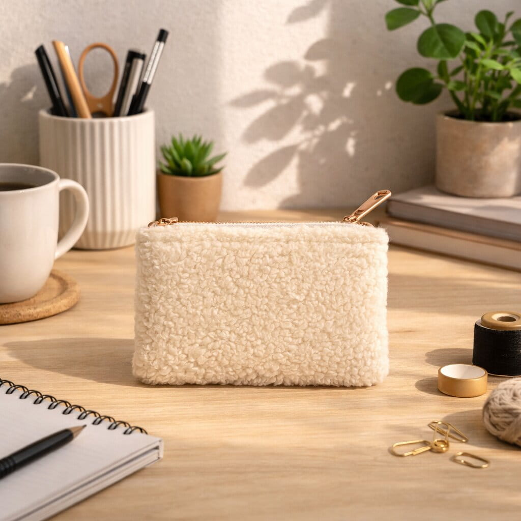 Handmade Teddy Pouch – Plush Makeup & Travel Bag