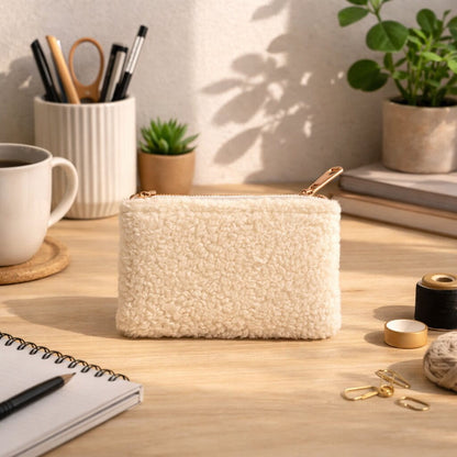 Handmade Teddy Pouch – Plush Makeup & Travel Bag