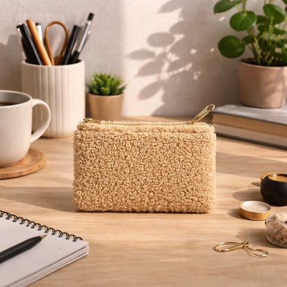 Handmade Teddy Pouch – Plush Makeup & Travel Bag