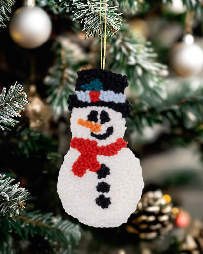 Punch Needle Snowman Ornament