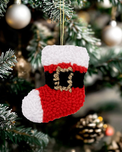 Punch Needle Santa Mitten & Stocking Ornament
