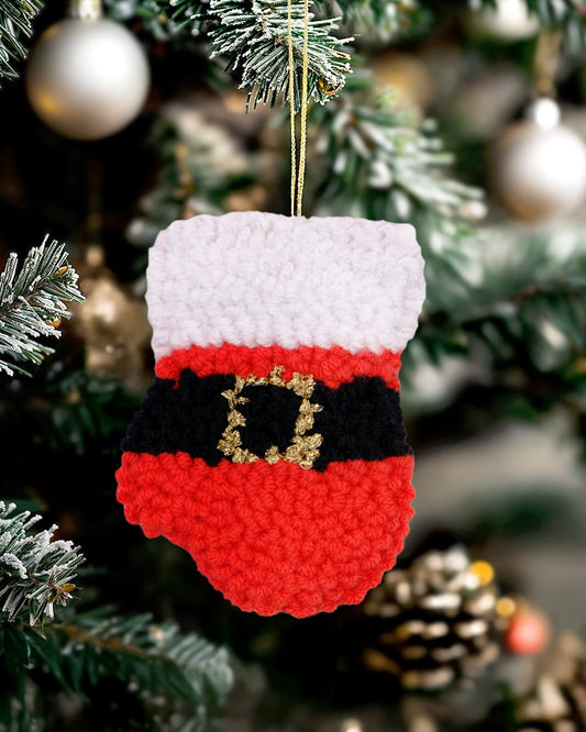 Punch Needle Santa Mitten & Stocking Ornament
