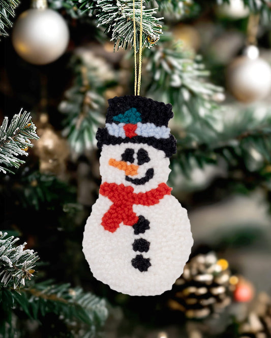 Punch Needle Snowman Ornament