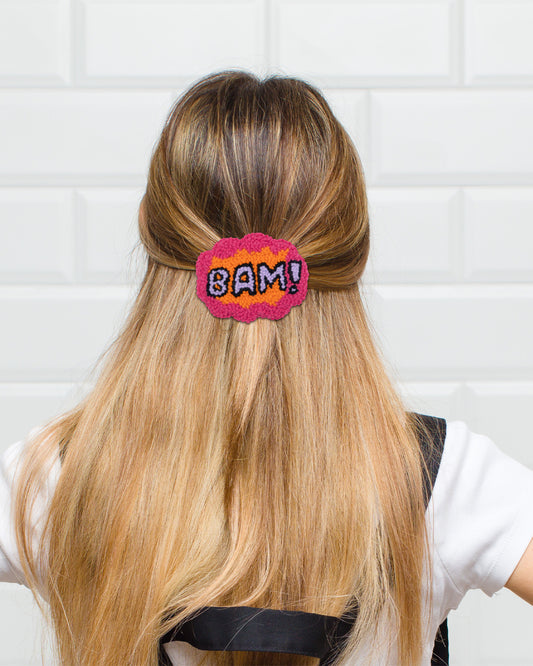 BAM punch needle hair clip 7.5 cm